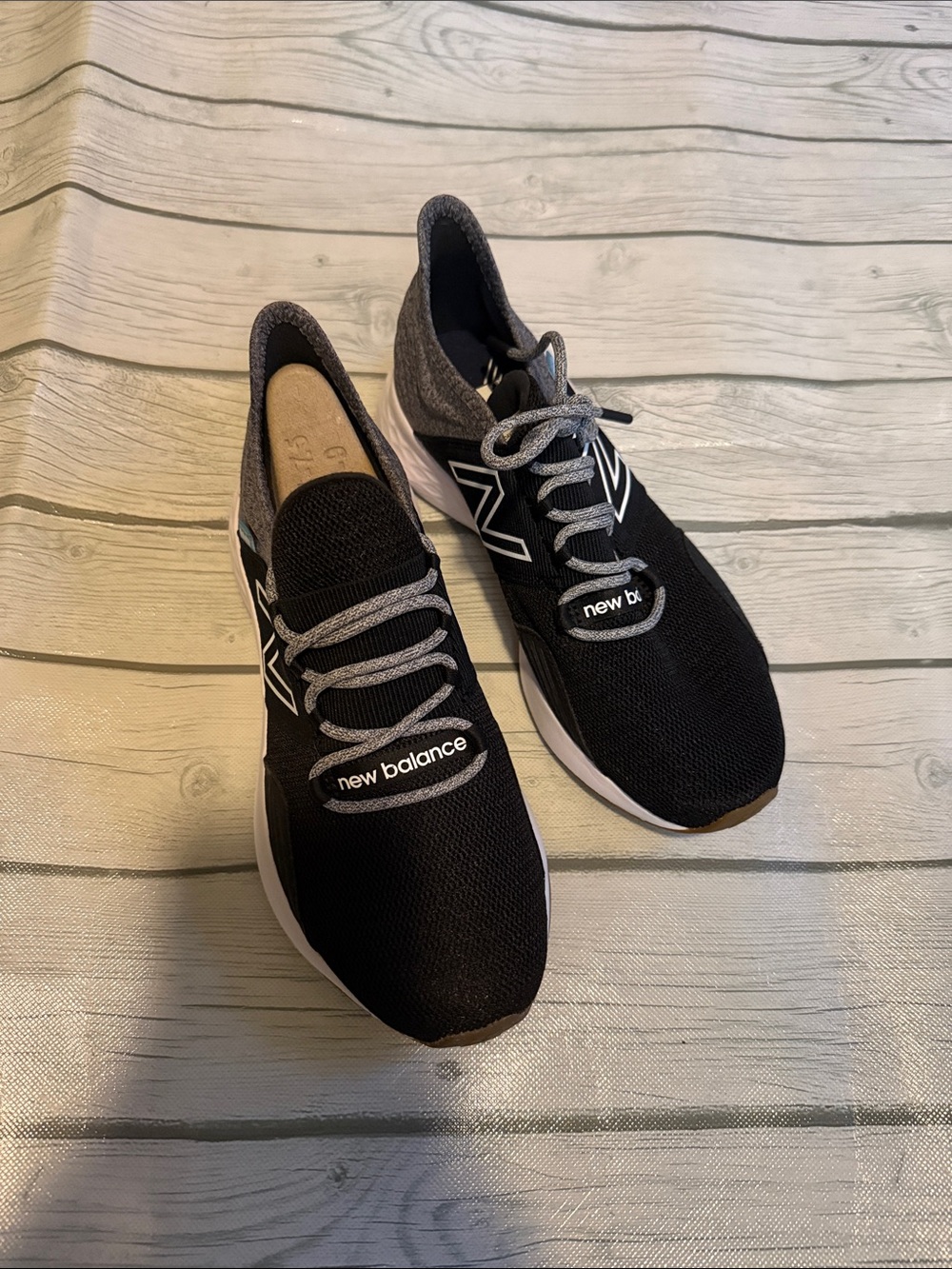 New Balance Women’s Black and Gray Knit Athletic Sneakers